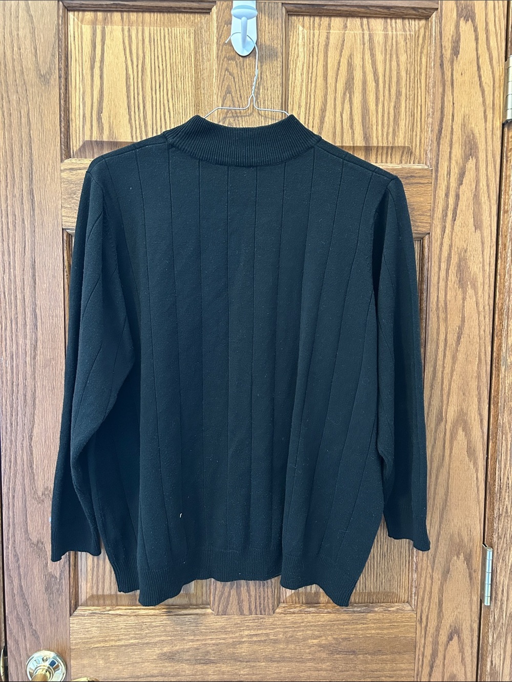 Roaman's Black Ribbed Mock Turtleneck Sweater image 4